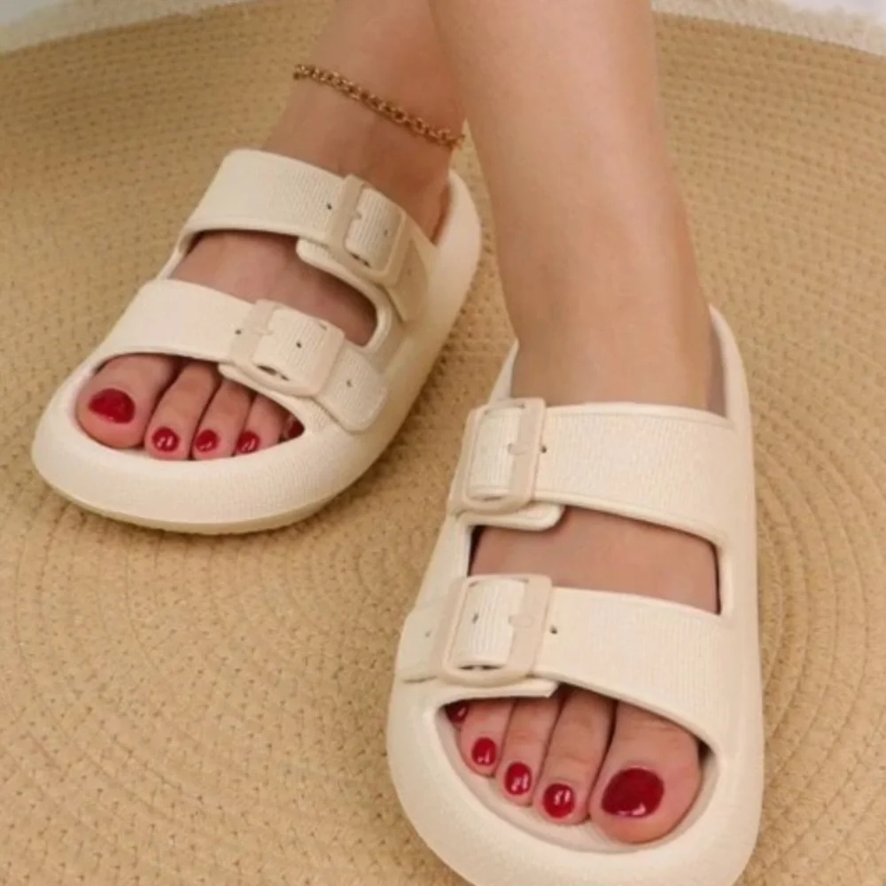 Cloud Slides for Women EVA Sandals Thick Sole Adjustable Buckles Slippers - Picture 5 of 7